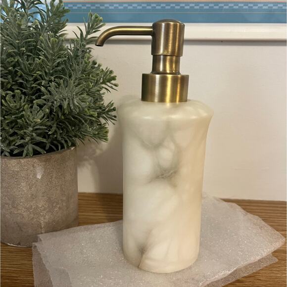 NEW Labrazel Alisa Cream Alabaster Soap Dispenser Burnished Brass Italy - Picture 2 of 12